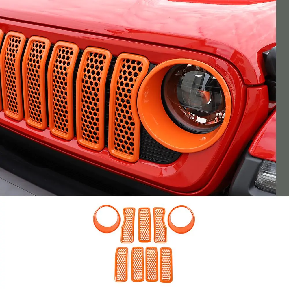 For 2024+ Jeep Wrangler JL/ Gladiator JT Upgrade Front Honeycomb Mesh Grille+Front Headlight Bezels Trim - Image 15