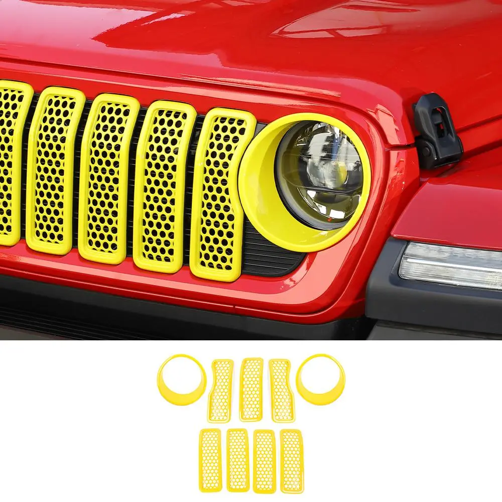 For 2024+ Jeep Wrangler JL/ Gladiator JT Upgrade Front Honeycomb Mesh Grille+Front Headlight Bezels Trim - Image 17