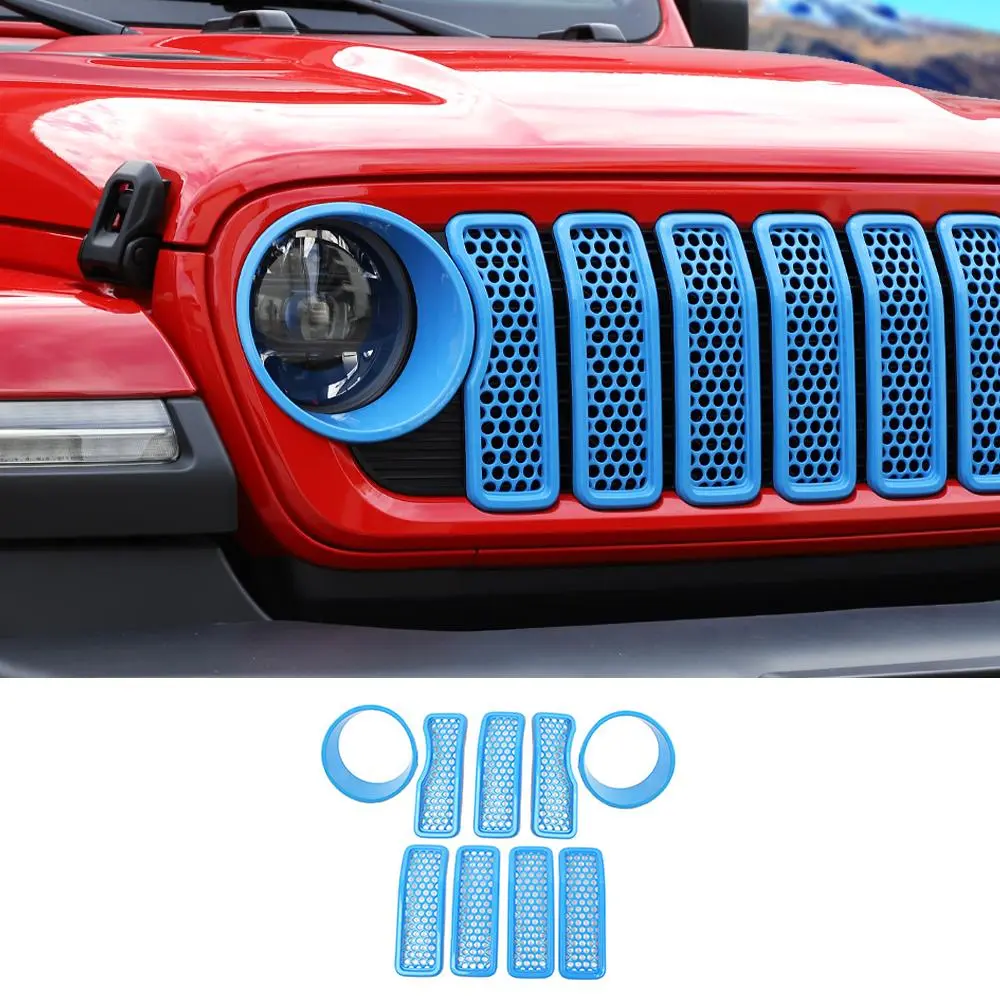 For 2024+ Jeep Wrangler JL/ Gladiator JT Upgrade Front Honeycomb Mesh Grille+Front Headlight Bezels Trim - Image 18