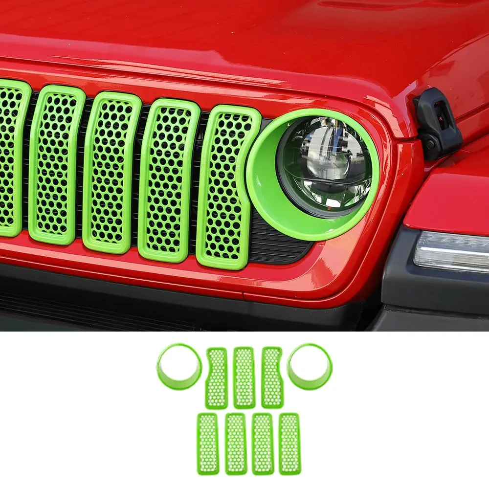 For 2024+ Jeep Wrangler JL/ Gladiator JT Upgrade Front Honeycomb Mesh Grille+Front Headlight Bezels Trim - Image 19
