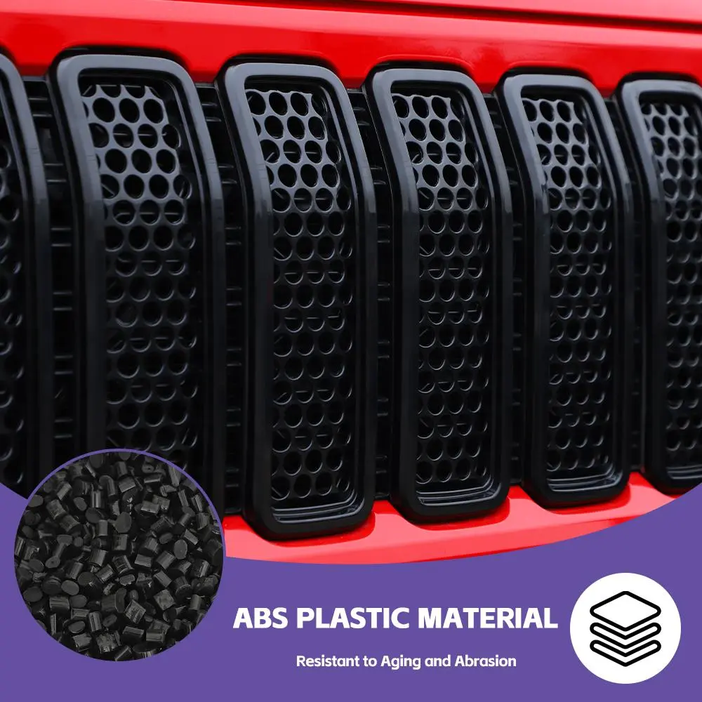 For 2024+ Jeep Wrangler JL/ Gladiator JT Upgrade Front Honeycomb Mesh Grille+Front Headlight Bezels Trim - Image 5
