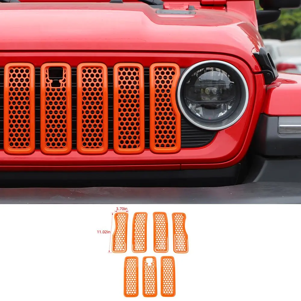 For 2024+ Jeep Wrangler JL/Gladiator JT Upgrade Front Honeycomb Mesh Grille with Camera Inserts Trim - Image 11