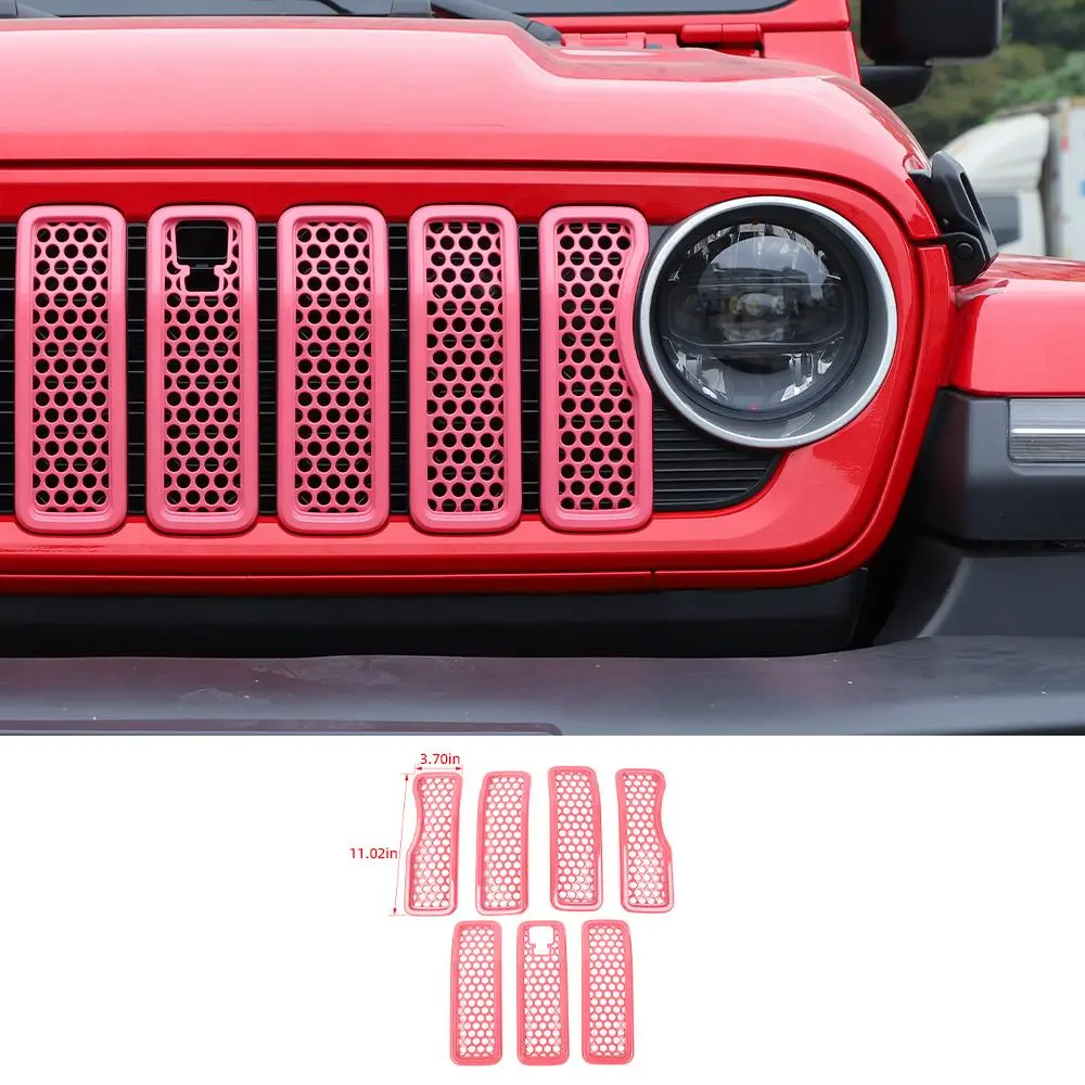 For 2024+ Jeep Wrangler JL/Gladiator JT Upgrade Front Honeycomb Mesh Grille with Camera Inserts Trim - Image 13