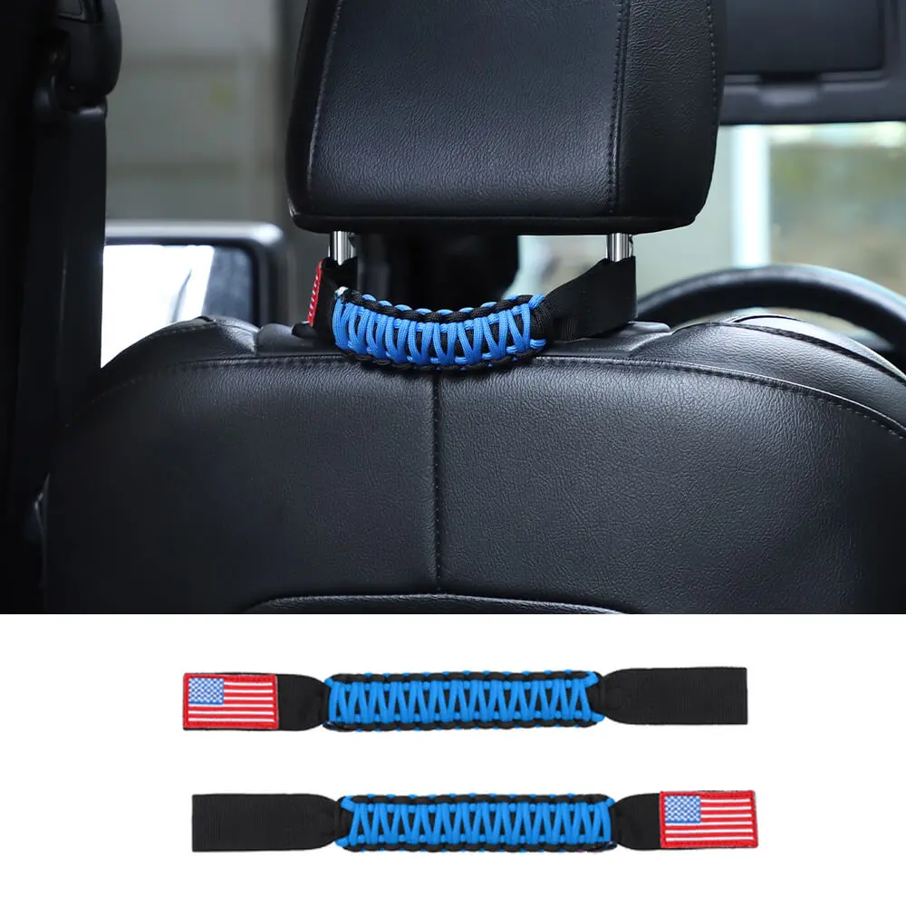 For Jeep Wrangler TJ JK JL & Gladiator JT Paracord Grab Handle Rear Seat Headrest Grip Handle USA Flag - Image 11
