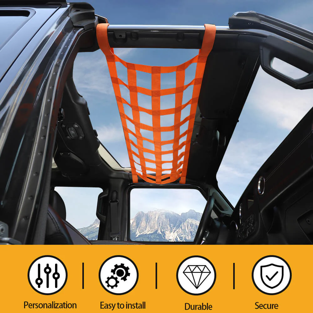 For Jeep Wrangler YJ TJ JK JL Multi-function Mesh Cargo Net Car Roof Net Hammock - Image 7