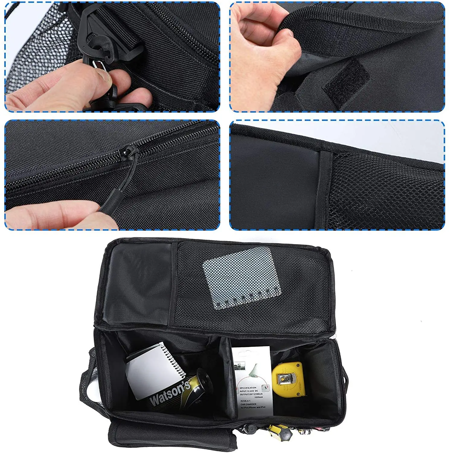 For 2007-2018 Jeep Wrangler JKU 4-Door Rear Trunk Storage Bag Organizer with Carrying Handle, Right Side - Image 4