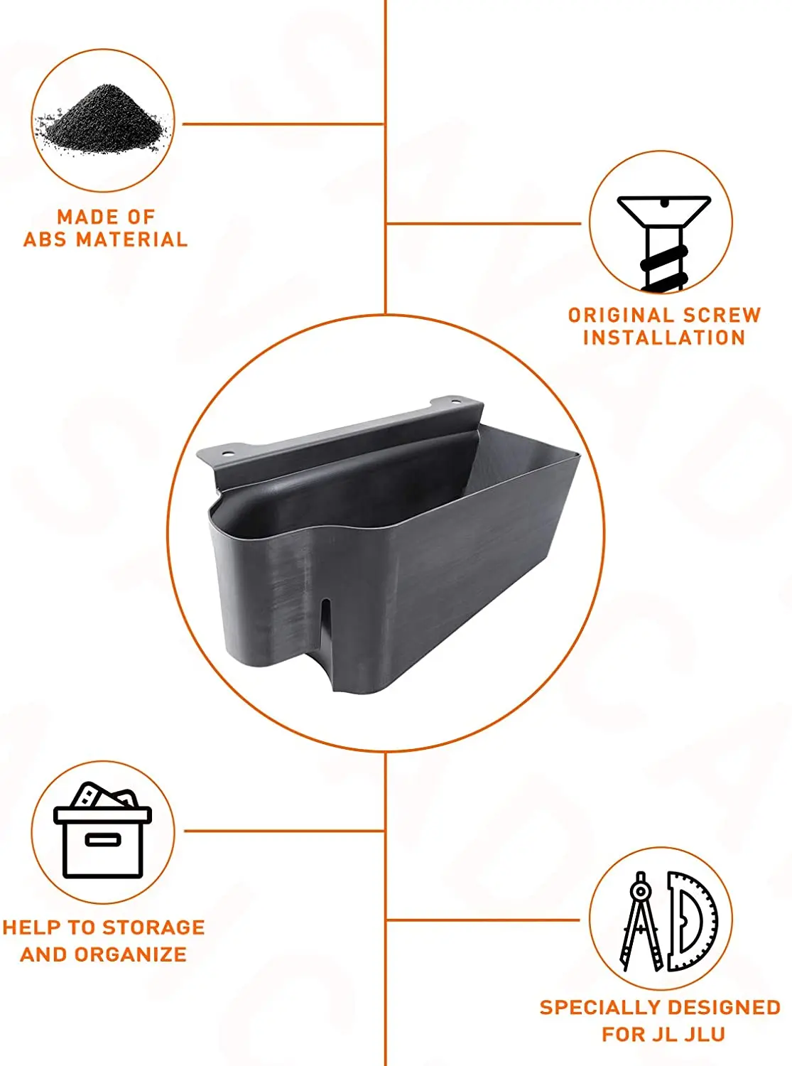 For 2018+ Jeep Wrangler JL JLU 4Doors Rear Trunk Storage Box Organizer, Right Side, Black - Image 3