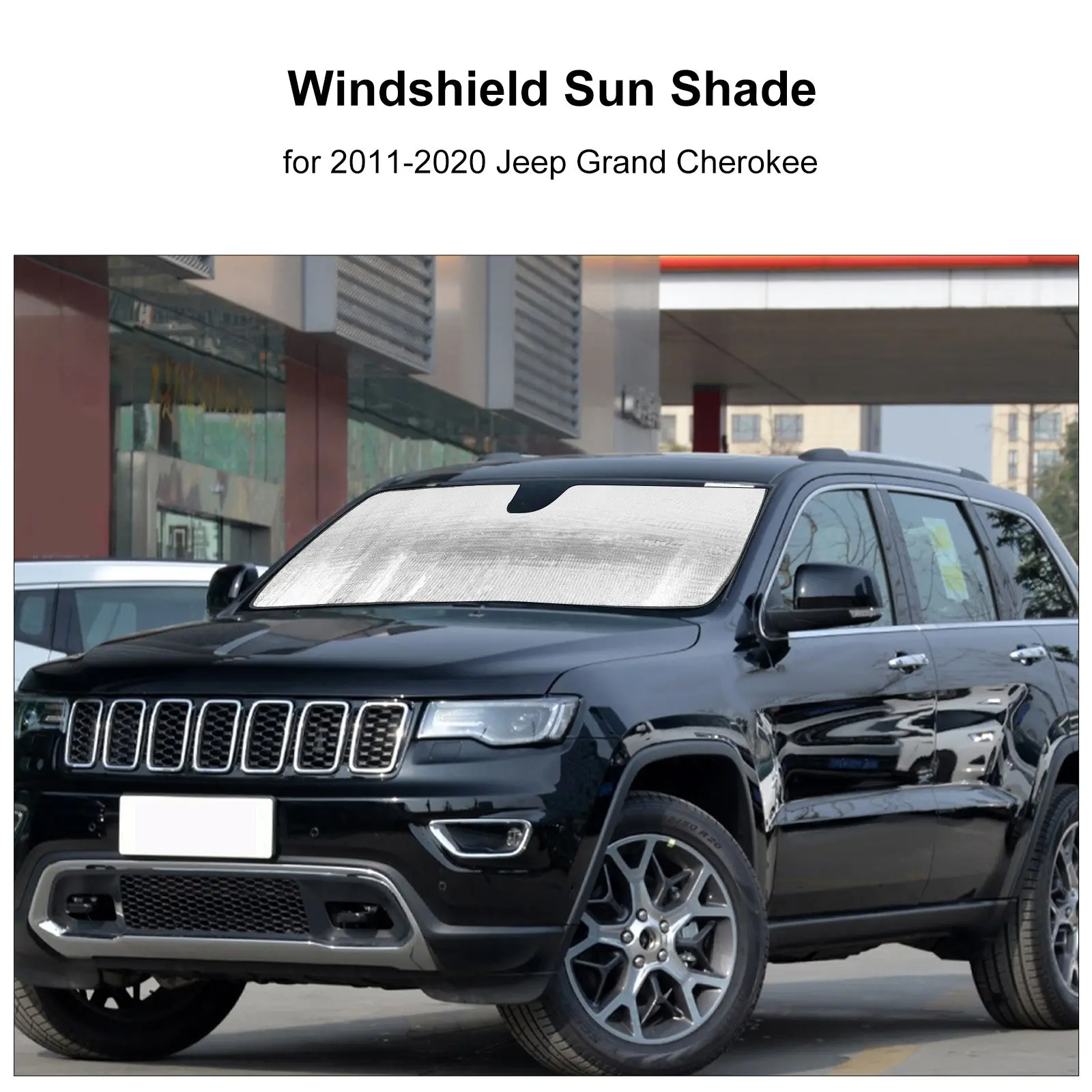 For 2011-2021 Jeep Grand Cherokee WK2 Windshield Sun Shade Foldable Sun Visor Aluminum Foil Sunshade - Image 3