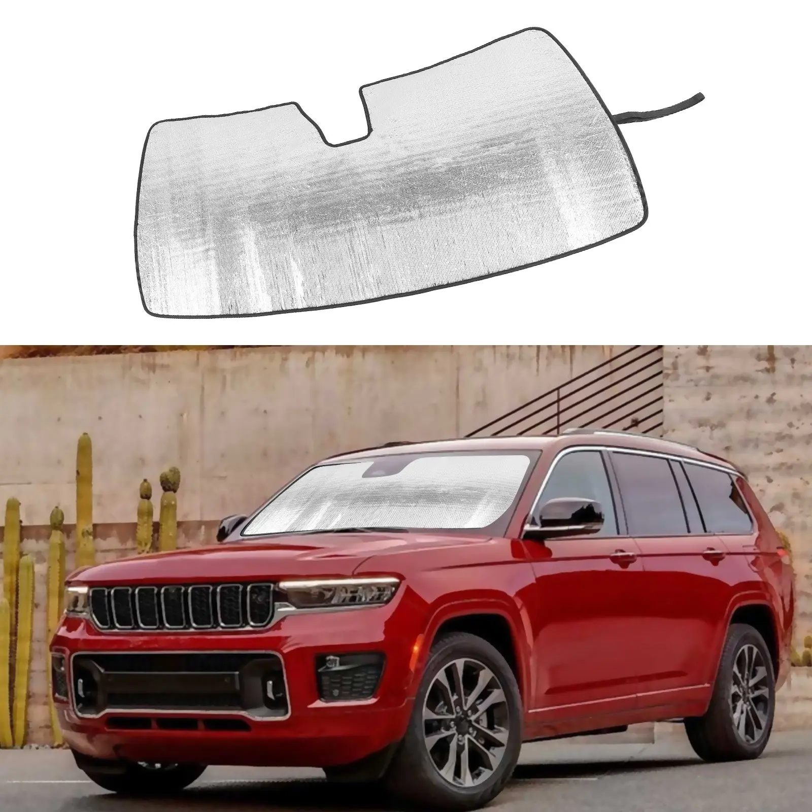 For 2011-2021 Jeep Grand Cherokee WK2 Windshield Sun Shade Foldable Sun Visor Aluminum Foil Sunshade - Image 7