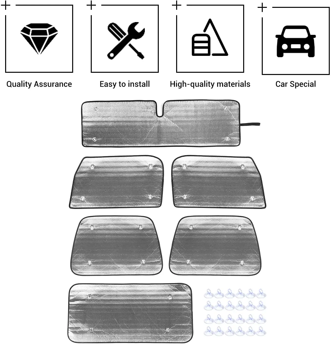 For 1997-2006 Jeep Wrangler TJ Windshield Sunshade Side Full Window Sunscreen Heat Insulation Sun Visor, 6PCs - Image 2