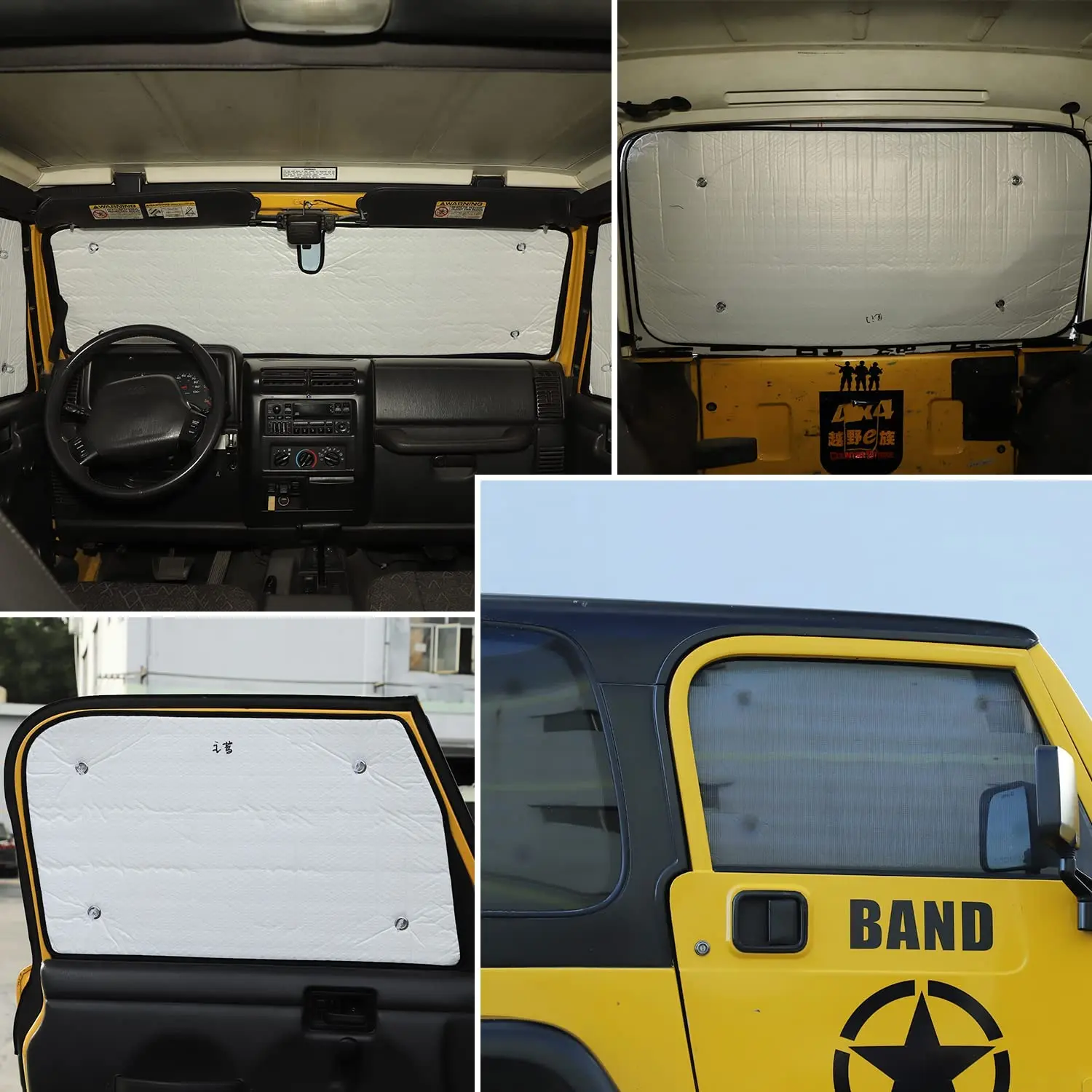 For 1997-2006 Jeep Wrangler TJ Windshield Sunshade Side Full Window Sunscreen Heat Insulation Sun Visor, 6PCs - Image 7