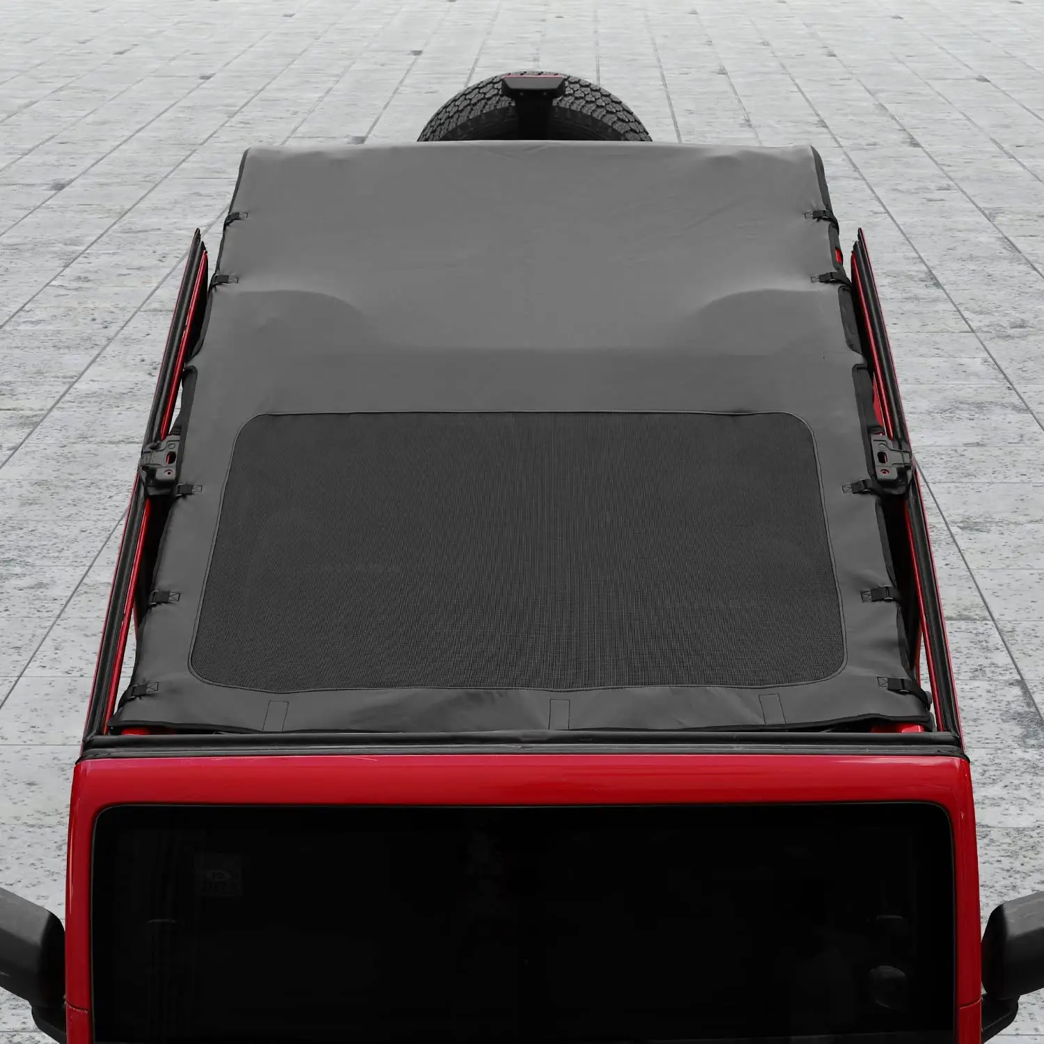 For 2007-2018 Jeep Wrangler JK JKU 4 Door Sunshade leather Mesh Sun Shade Bikini Top - Image 17