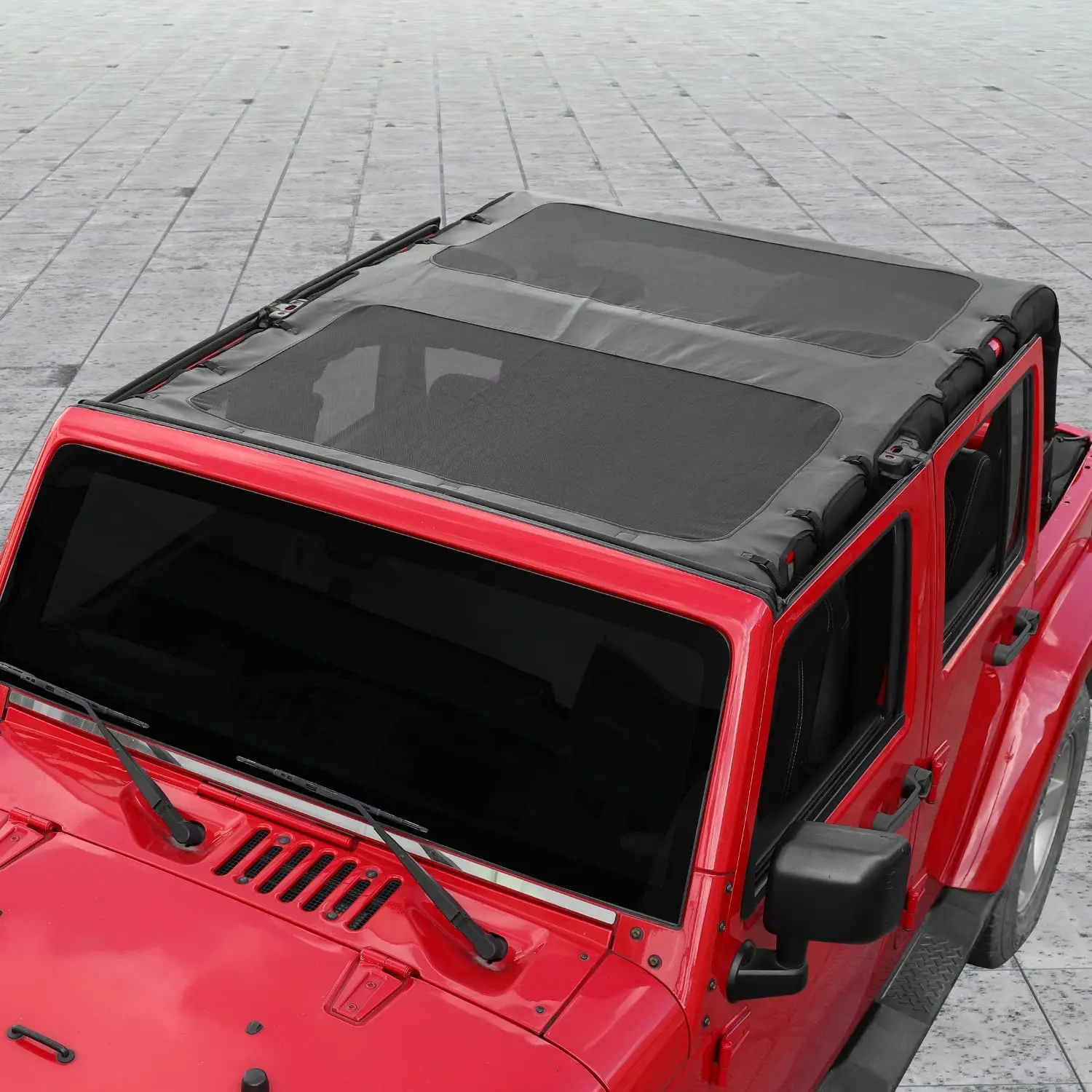 For 2007-2018 Jeep Wrangler JK JKU 4 Door Sunshade leather Mesh Sun Shade Bikini Top - Image 7