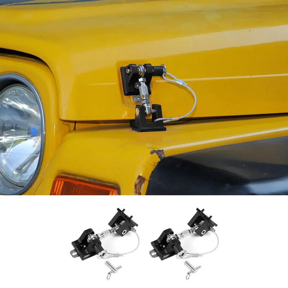 For 1997-2006 Jeep Wrangler TJ Stainless Steel Locking Hood Latch Catch Cover Kit (2 pcs)