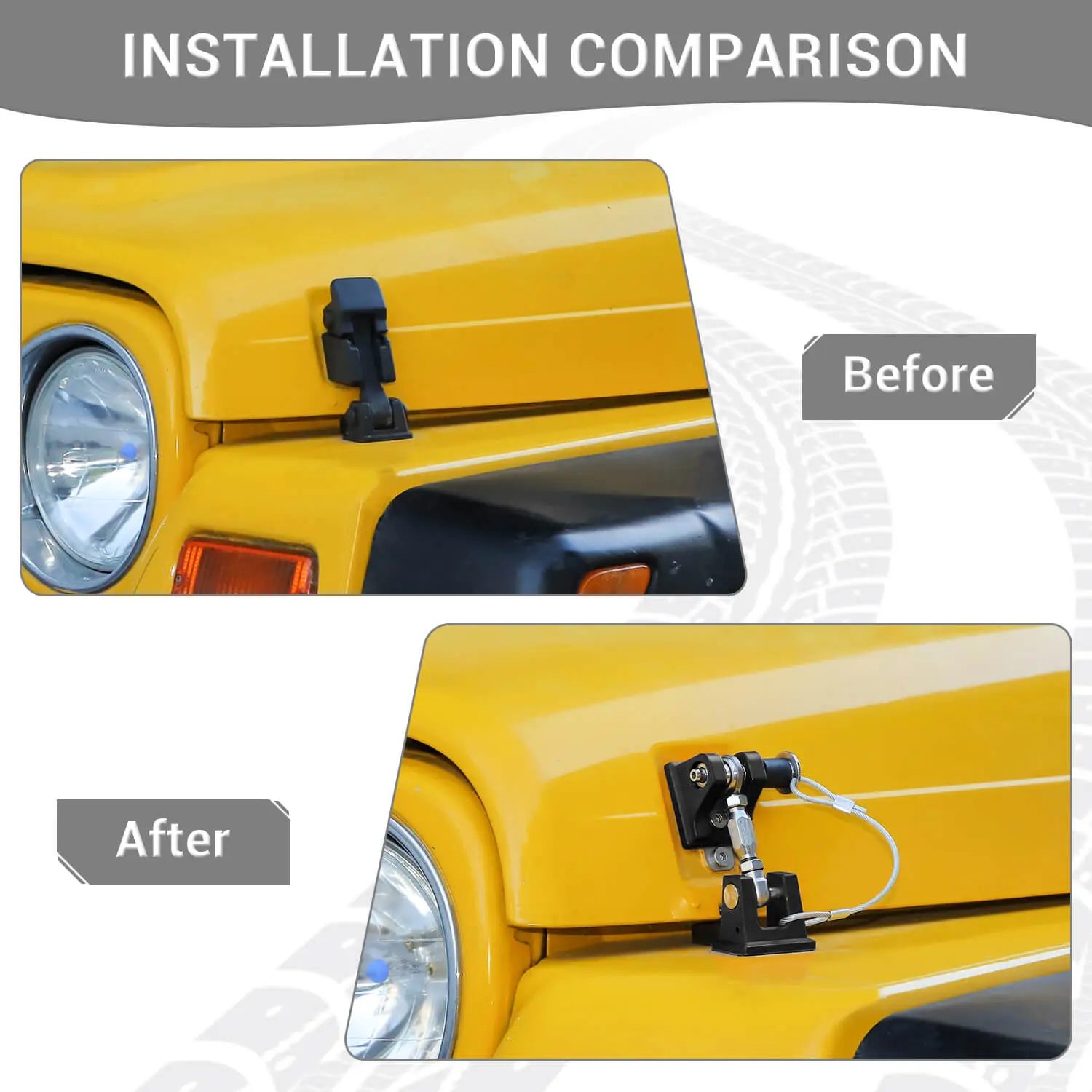 For 1997-2006 Jeep Wrangler TJ Stainless Steel Locking Hood Latch Catch Cover Kit (2 pcs) - Image 2