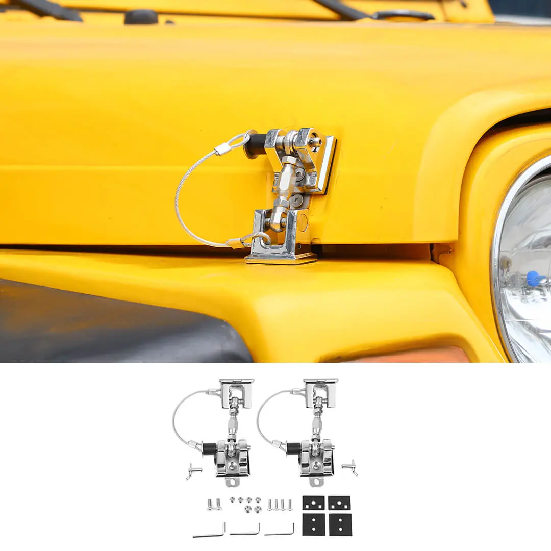 For 1997-2006 Jeep Wrangler TJ Stainless Steel Locking Hood Latch Catch Cover Kit (2 pcs) - Image 8
