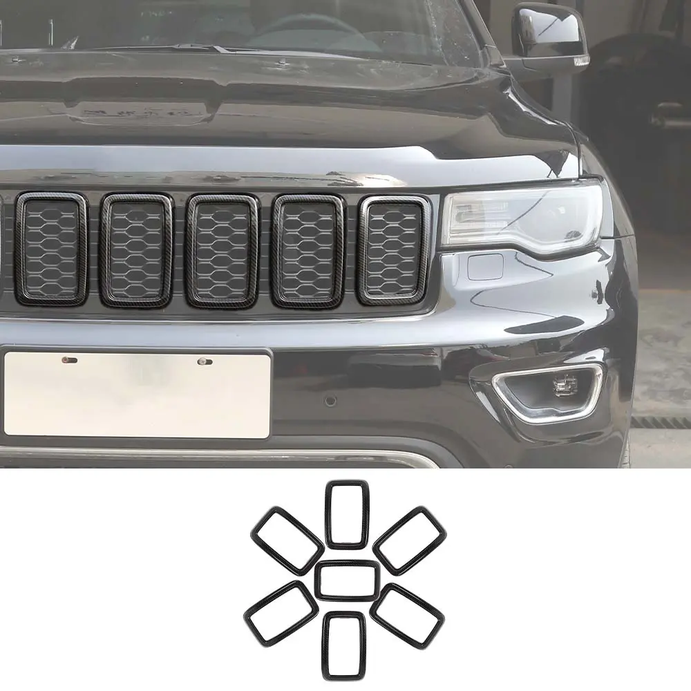 For 2017-2021 Jeep Grand Cherokee WK2 Front Grill Inserts Trim Grille Ring Cover Kit (Not fit for SRT, Trackhawk)