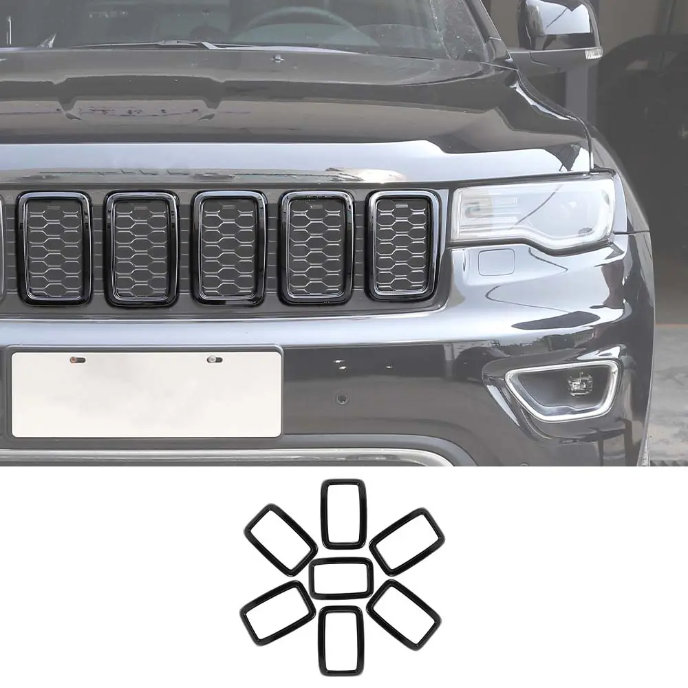 For 2017-2021 Jeep Grand Cherokee WK2 Front Grill Inserts Trim Grille Ring Cover Kit (Not fit for SRT, Trackhawk) - Image 11