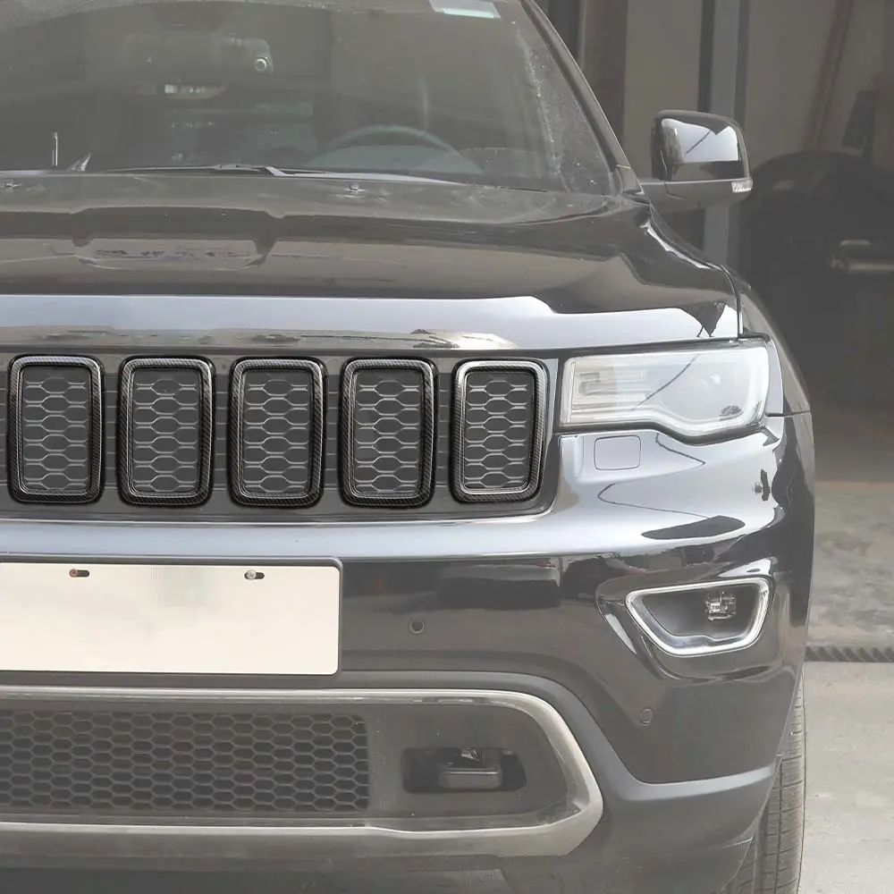 For 2017-2021 Jeep Grand Cherokee WK2 Front Grill Inserts Trim Grille Ring Cover Kit (Not fit for SRT, Trackhawk) - Image 4