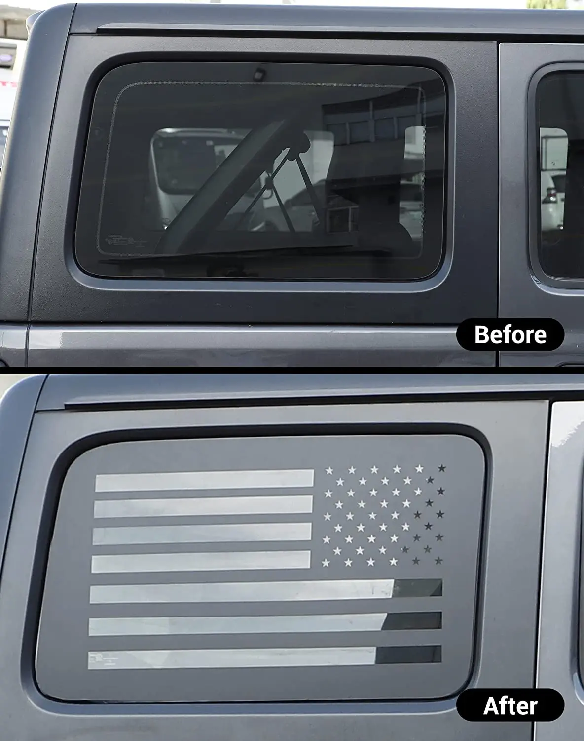 For 2018+ Jeep Wrangler JLU 4 Door Rear Window Decal Vinyl Sticker, American Flag - Image 2