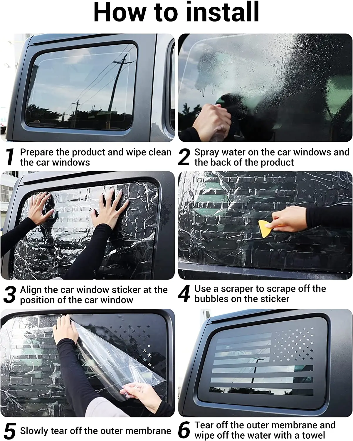 For 2018+ Jeep Wrangler JLU 4 Door Rear Window Decal Vinyl Sticker, American Flag - Image 8