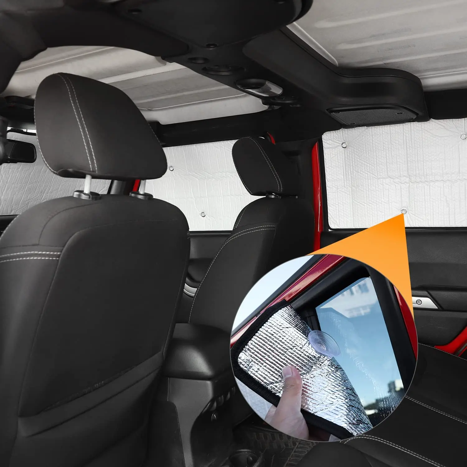 For 2007-2018 Jeep Wrangler JK JKU 4-Door, 8PCs Heat Insulation Windshield Full Window Sunshade Sunscreen Visor - Image 5