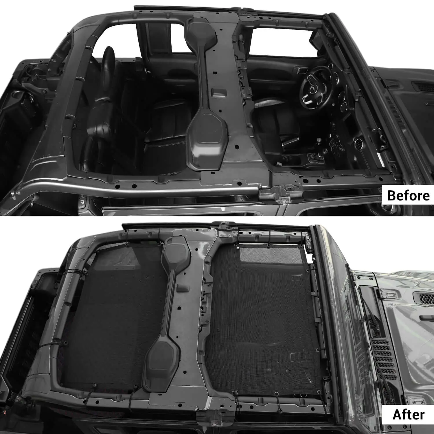 For 2018+ Jeep Wrangler JL 4 Door Sun Shade Mesh Bikini Top Sunshade UV Protection - Image 3