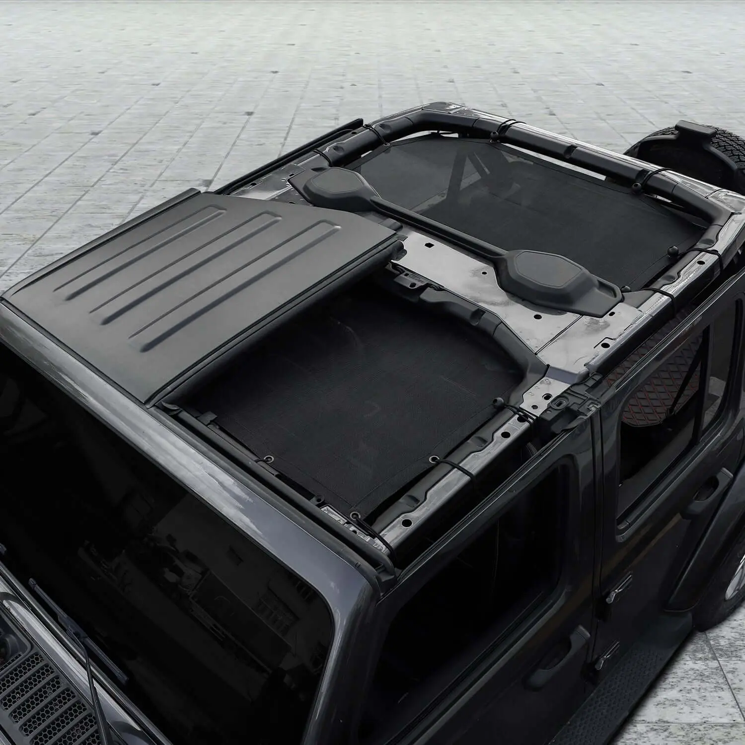For 2018+ Jeep Wrangler JL 4 Door Sun Shade Mesh Bikini Top Sunshade UV Protection - Image 4