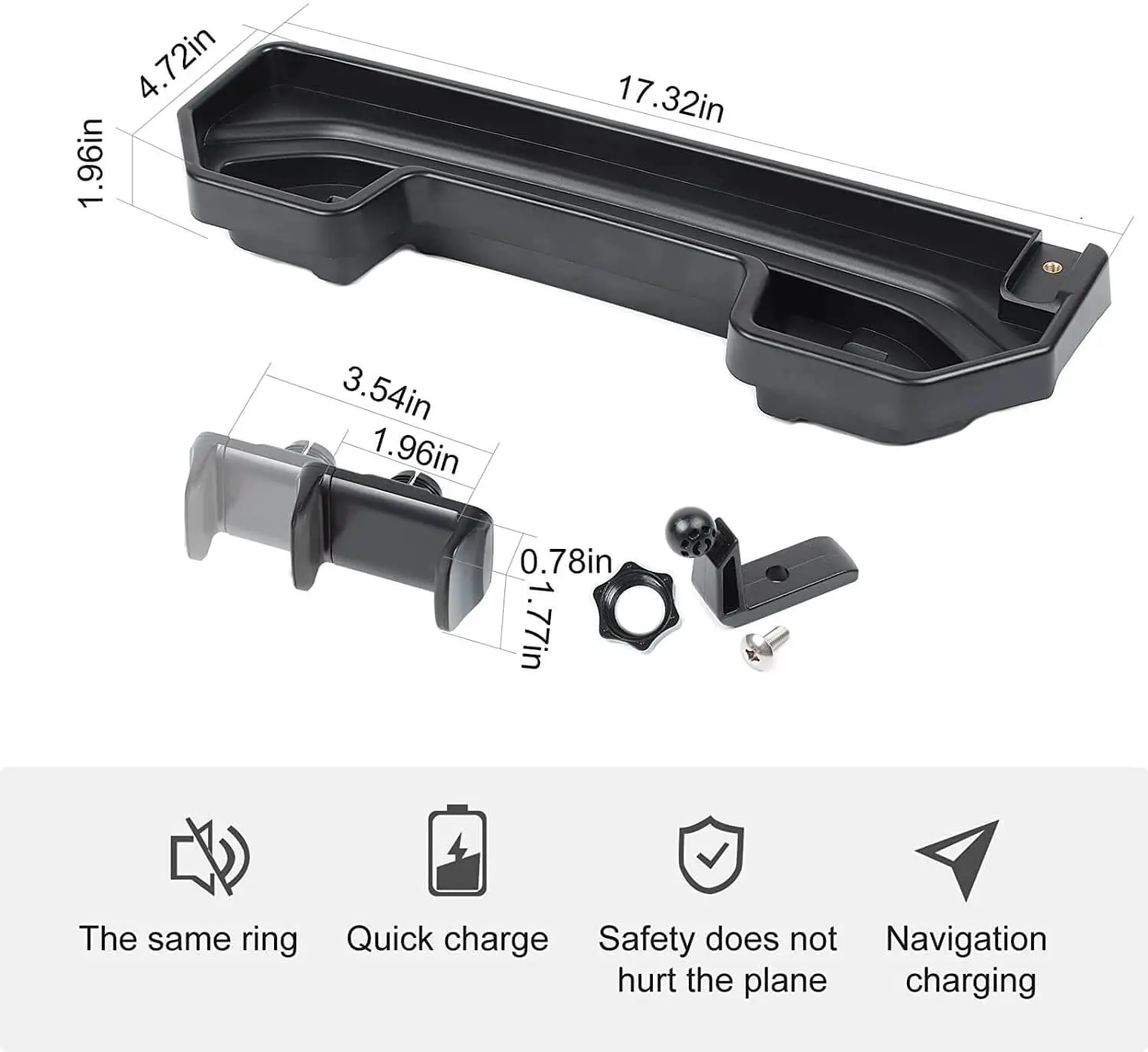 For 2021-2023 Jeep Wrangler JL JLU Gladiator JT 4XE Dashboard Phone Holder with Storage Tray - Image 7