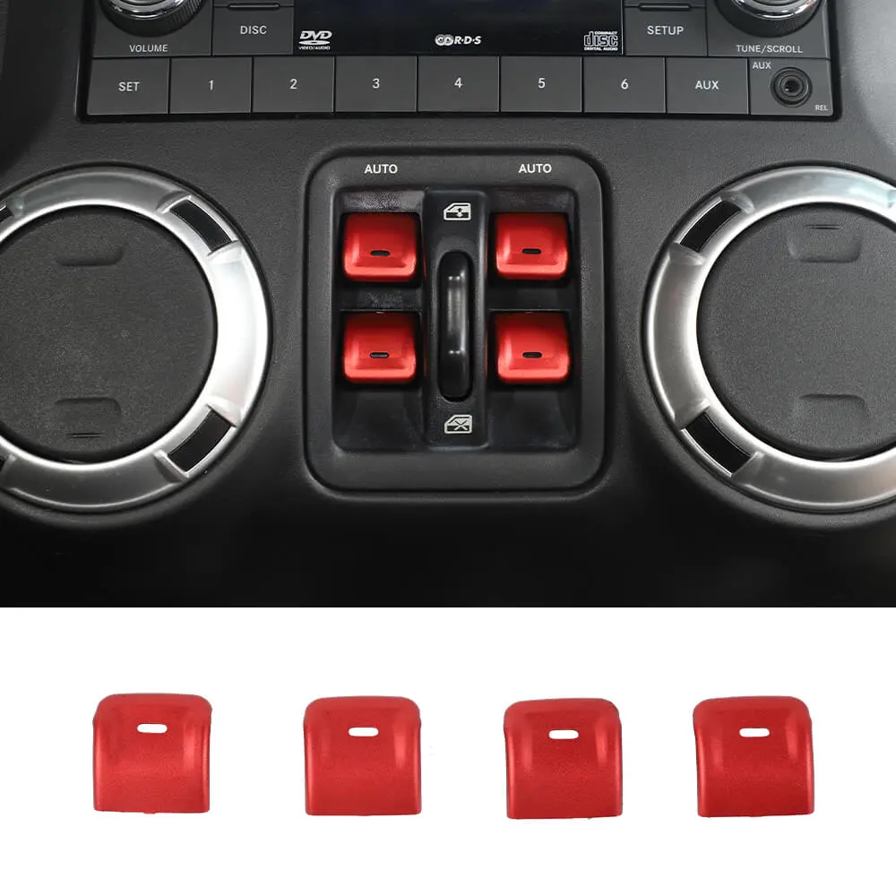 For 2011–2018 Jeep Wrangler JK Window Control Switch Trim – Aluminum Alloy Interior Button Cover