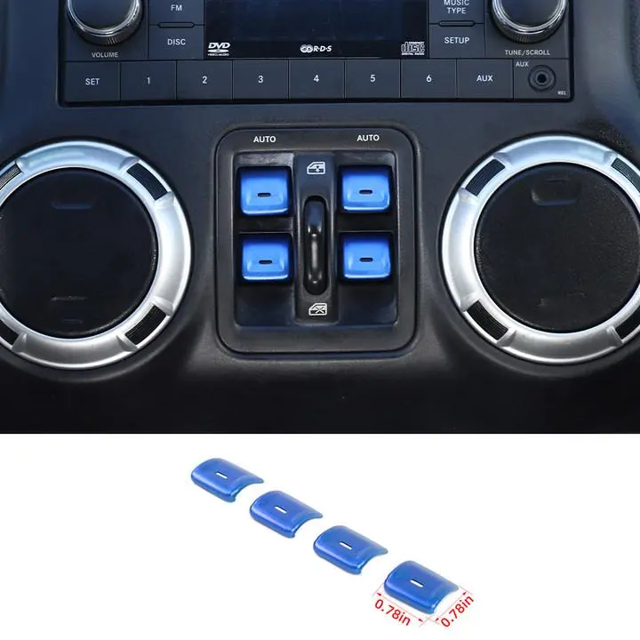 For 2011–2018 Jeep Wrangler JK Window Control Switch Trim – Aluminum Alloy Interior Button Cover - Image 15