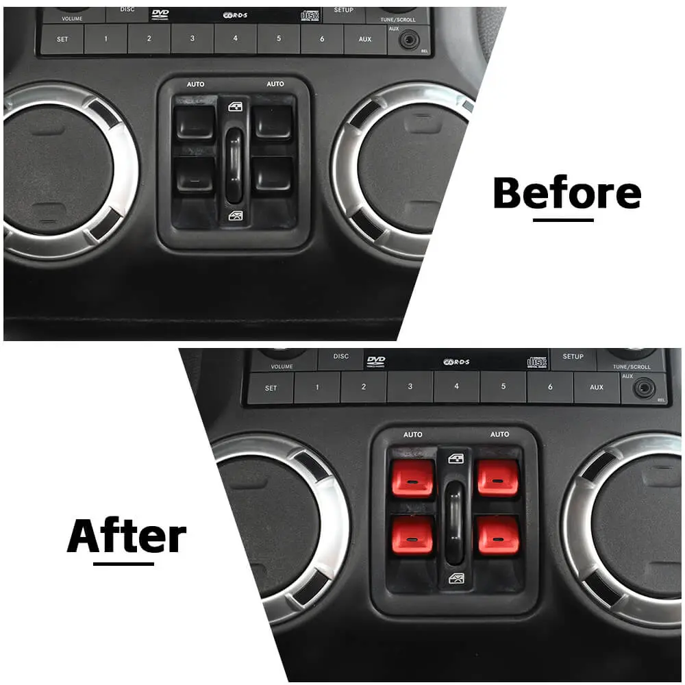 For 2011–2018 Jeep Wrangler JK Window Control Switch Trim – Aluminum Alloy Interior Button Cover - Image 2