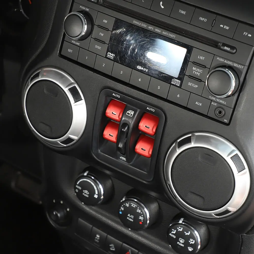 For 2011–2018 Jeep Wrangler JK Window Control Switch Trim – Aluminum Alloy Interior Button Cover - Image 3