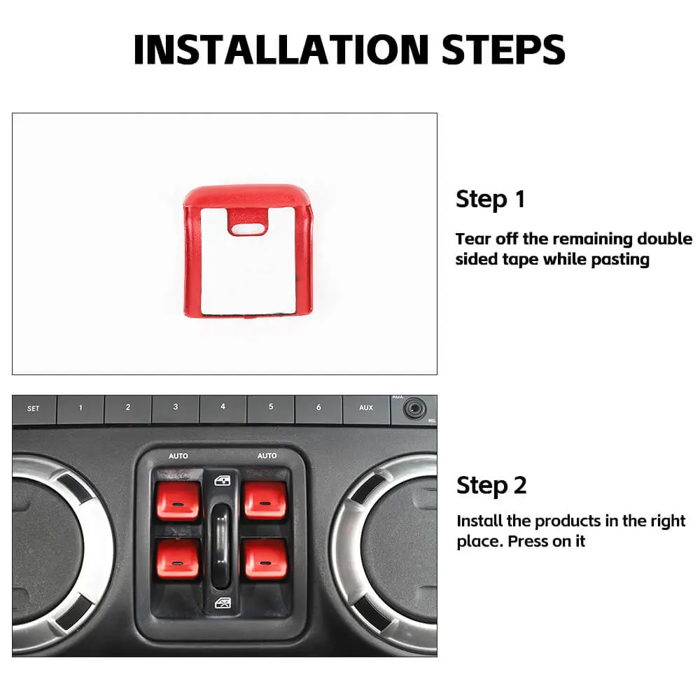 For 2011–2018 Jeep Wrangler JK Window Control Switch Trim – Aluminum Alloy Interior Button Cover - Image 5
