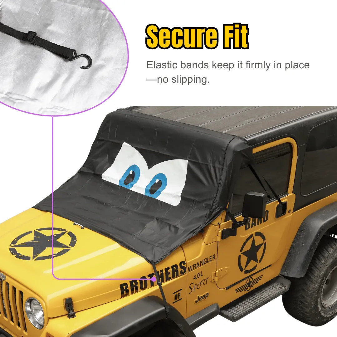 For Jeep Wrangler TJ JK JL JT Front Windshield Protection Anti Sunshade & Snow Shield Cover - Image 3