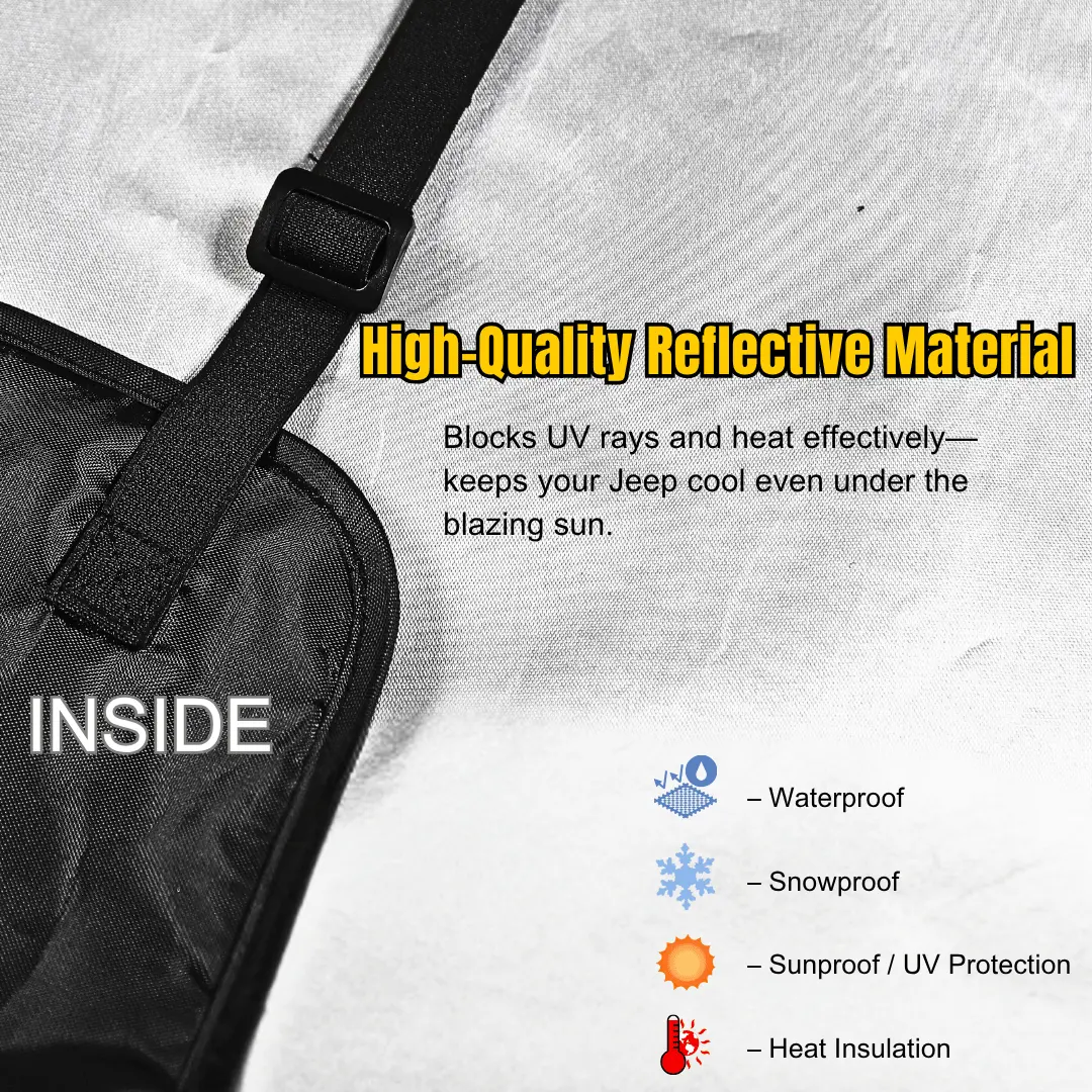 For Jeep Wrangler TJ JK JL JT Front Windshield Protection Anti Sunshade & Snow Shield Cover - Image 4