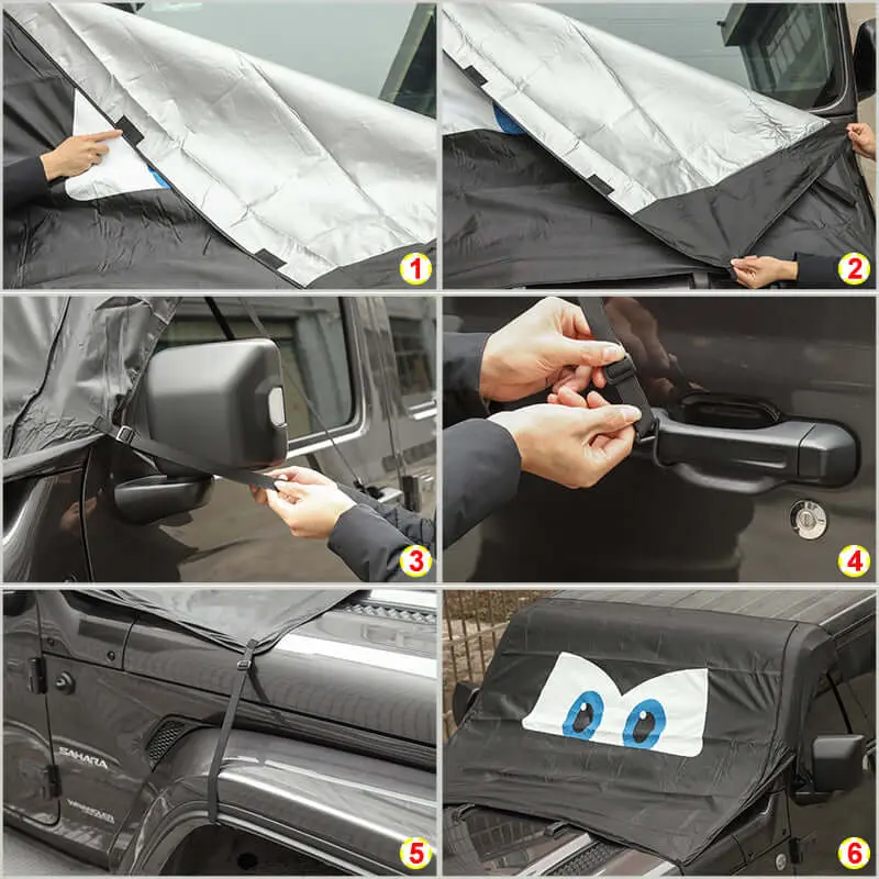 For Jeep Wrangler TJ JK JL JT Front Windshield Protection Anti Sunshade & Snow Shield Cover - Image 7
