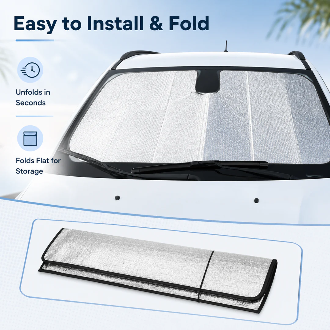 For 2017+ Jeep Compass Windshield Sunshade, Front Window Sun Shade Foldable Sun Visor Sunscreen - Image 3
